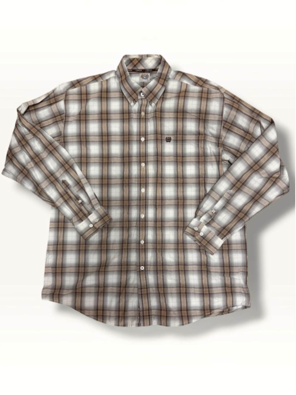 Cinch Men’s XL Brown Plaid Western Shirt Long Sleeve Button Down Cowboy